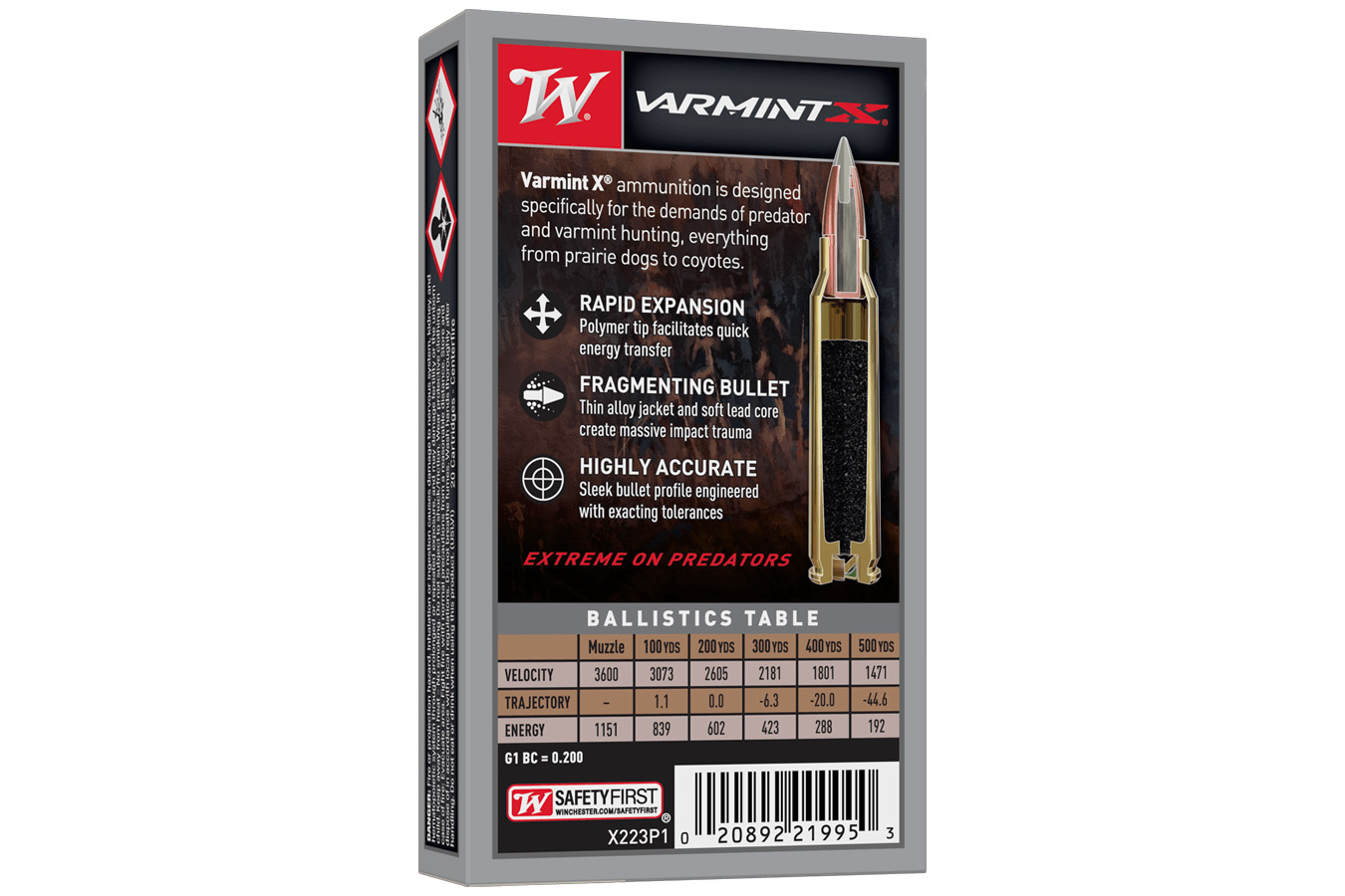 WINCHESTER AMMO 223 Rem 40 gr Polymer Tip Varmint X 20/Box